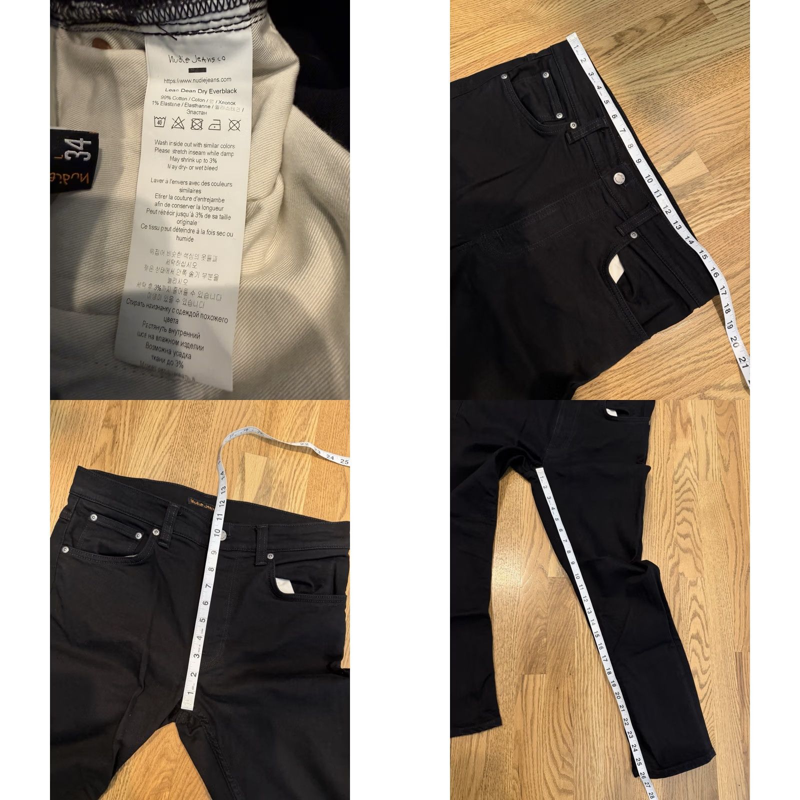 Nudie Jeans Nudie Jeans Lean Dean Dry Everblack Pants Men’s 34x34 Slim Denim Jeans 5-Pocket Black Cotton Spandex Hemmed 26 Inseam Size US 34 / EU 50 - 8 Thumbnail