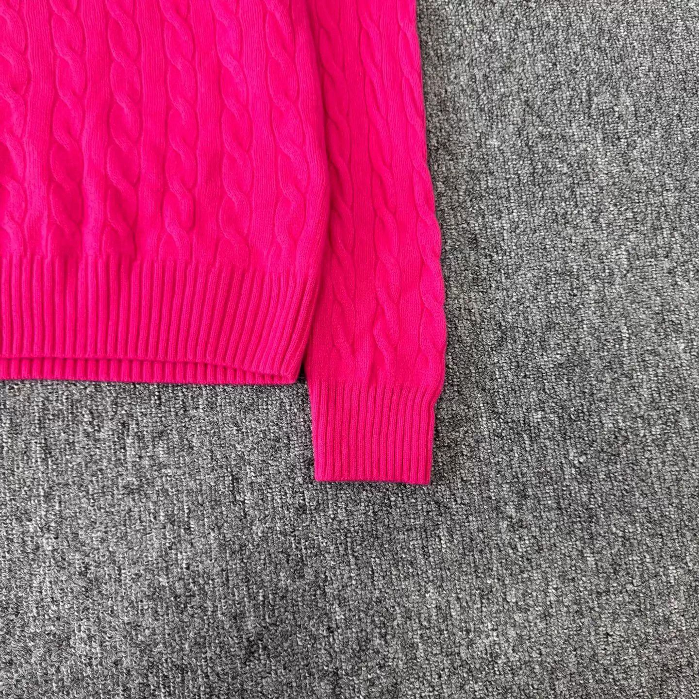 Polo Ralph Lauren Ralph Lauren Magenta Cable Knit Wool Hoodie XL Size XL / US 12-14 / IT 48-50 - 3 Thumbnail