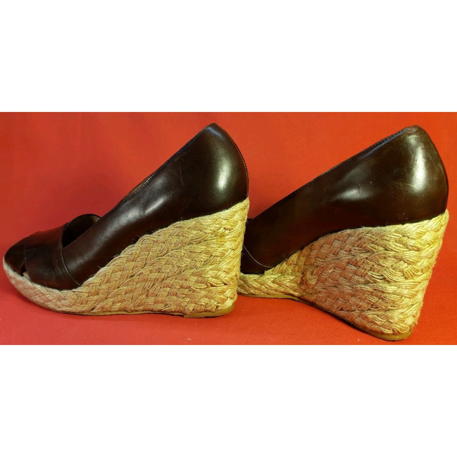 Michael Kors Michael Kors Espadrille Wedge Sandal Women's Size 8.5M Brown Leather Open Toe Wedge Heel Platform 1.5 in Shoes Mens Women Size US 9 / IT 39 - 6 Thumbnail