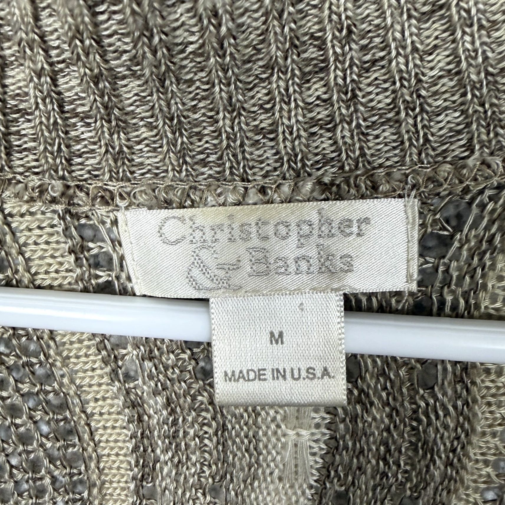 Vintage VINTAGE Christopher & Banks Cardigan Sweater M Beige Open-Knit 3/4 Sleeve Dolman Striped Women's Knit Open Front Casual Fall Spring Womens Mens? Size M / US 6-8 / IT 42-44 - 5 Thumbnail
