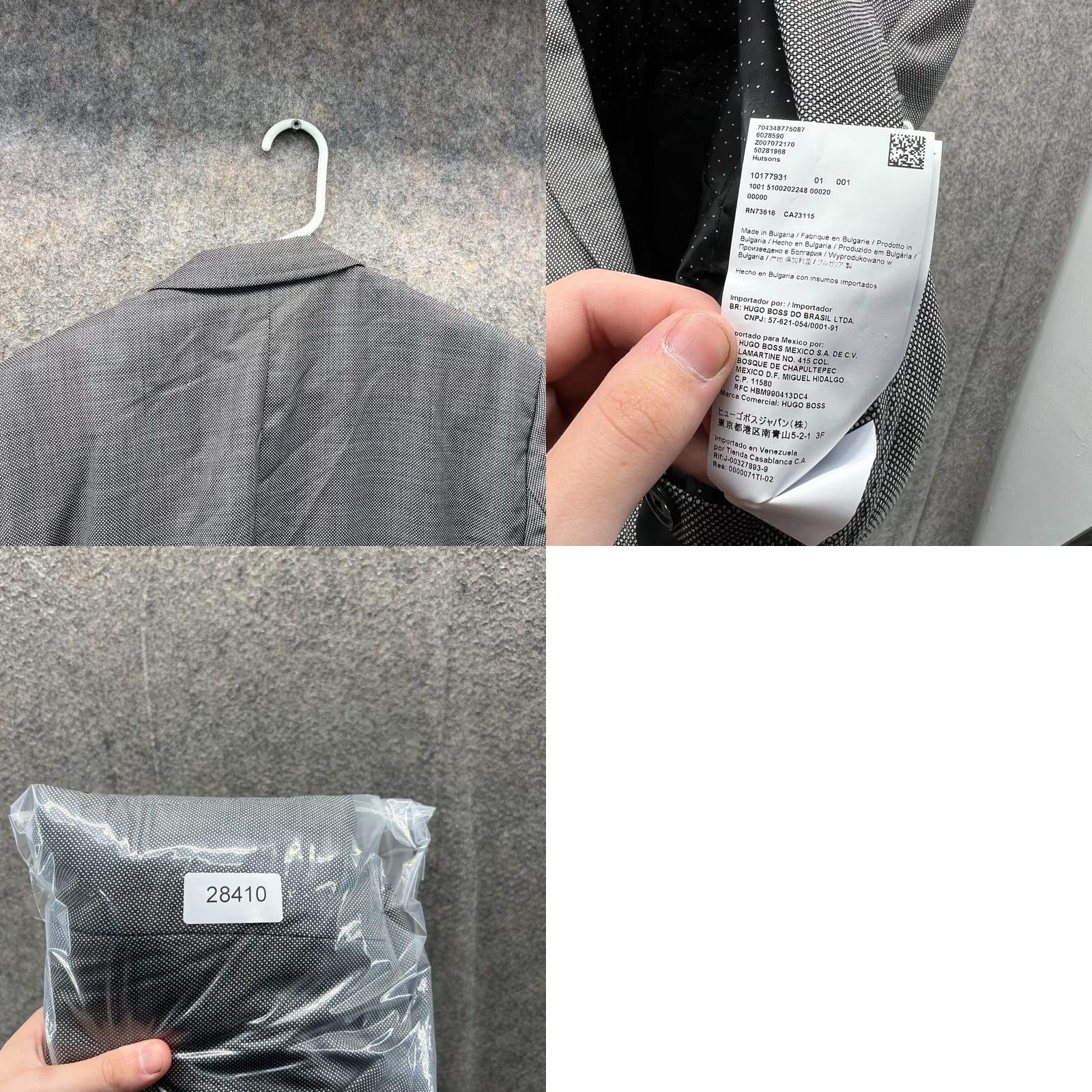 Hugo Boss HUGO BOSS Blazer Mens 42R Gray Wool Single-Breasted Two-Button Sport Coat Jacket Jazz Tuxedo Style Regular Fit Size 42R - 9 Thumbnail