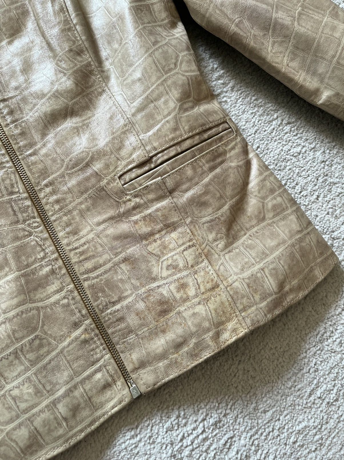 Vintage Vintage Gold Yellow Snake Print Basic Leather jacket 90a Y2K Size M / US 6-8 / IT 42-44 - 4 Thumbnail