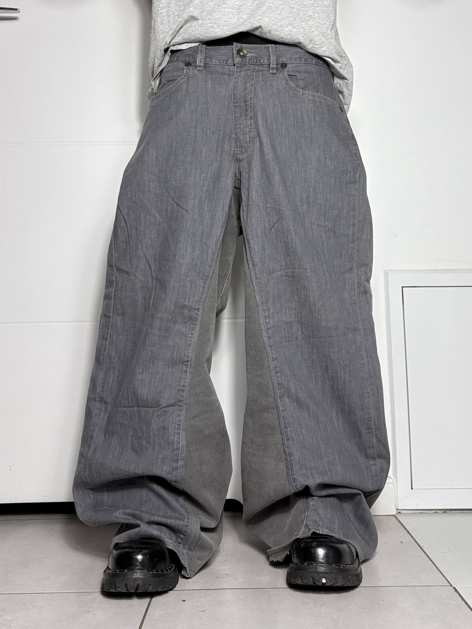 Japanese Brand Faded Gray Jeans – Handmade Y2K Size US 33 - 4 Thumbnail