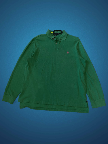 Polo Ralph Lauren Vintage Polo Ralph Lauren Y2K Green Long Sleeve Polo Size US XL / EU 56 / 4 - 1 Thumbnail