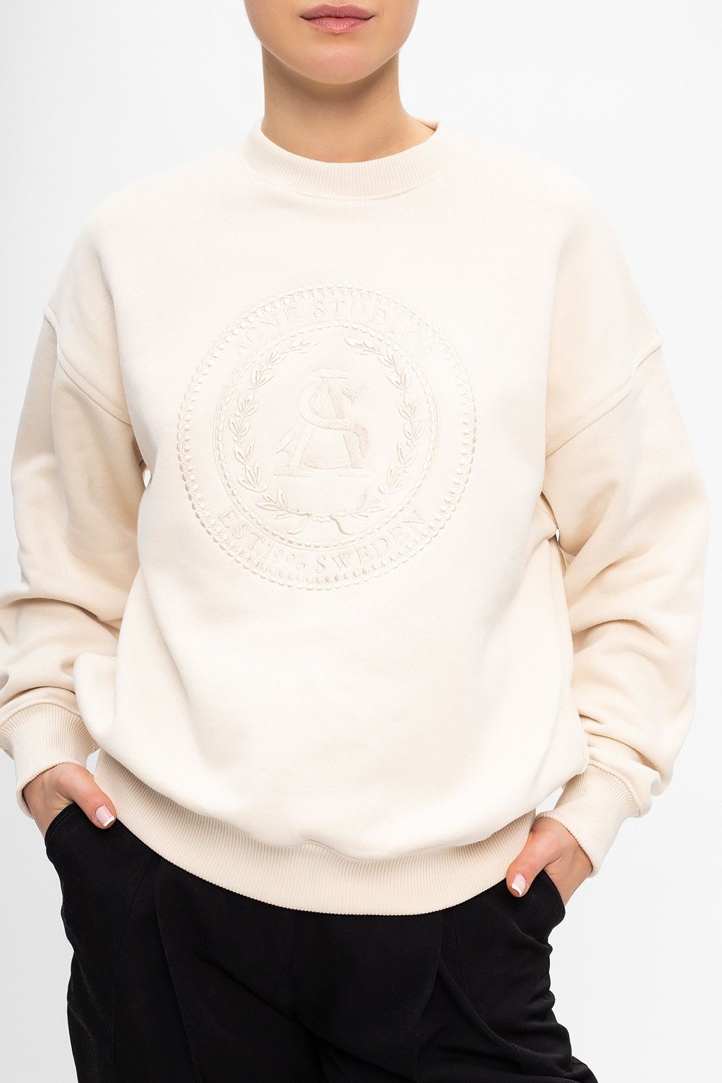Acne Studios Acne Studios Logo Embroidered Beige Sweatshirt Size XS / US 0-2 / IT 36-38 - 6 Thumbnail