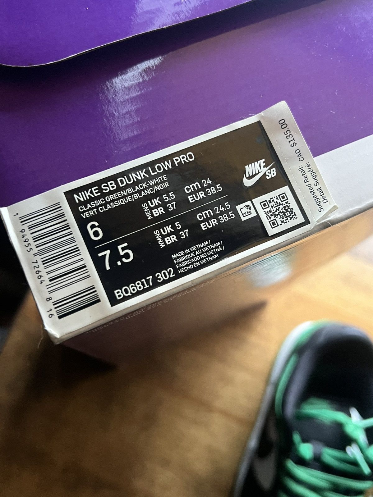Nike Nike SB Dunk Low Pro Classic Green Size US 6 / EU 39 - 7 Thumbnail