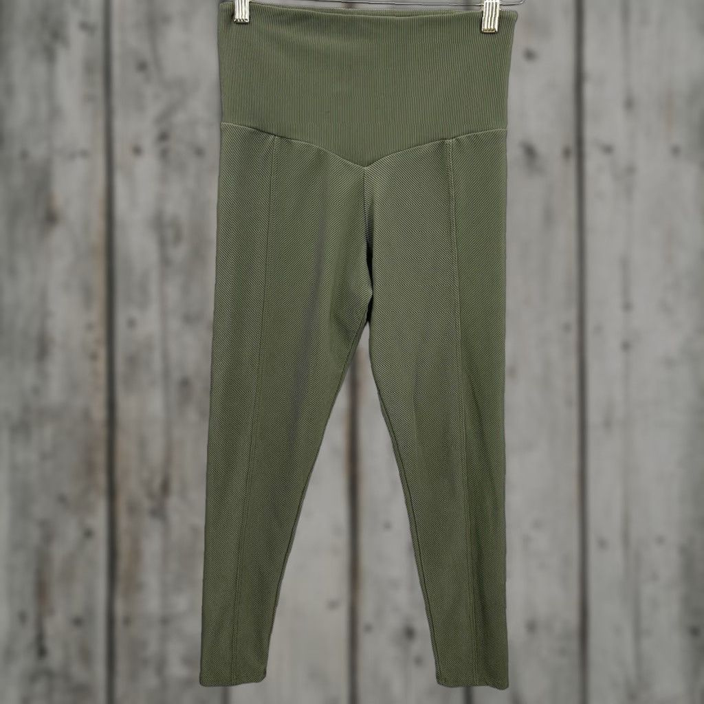 Onia Onia Leggings Womens Small Green Ribbed High Waist Yoga Athleisure Minimalist Preppy Size 28" / US 6 / IT 42 - 1 Thumbnail