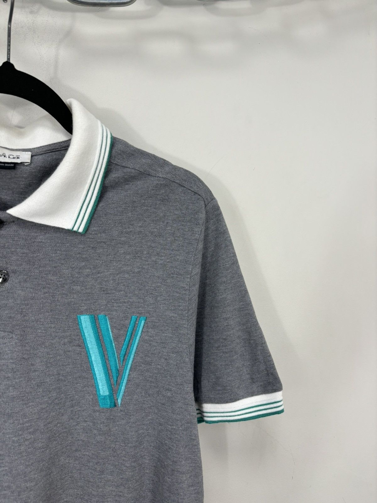 Versace Versace Collection Men’s Embroidered V Logo Gray Polo Shirt Size US L / EU 52-54 / 3 - 4 Thumbnail
