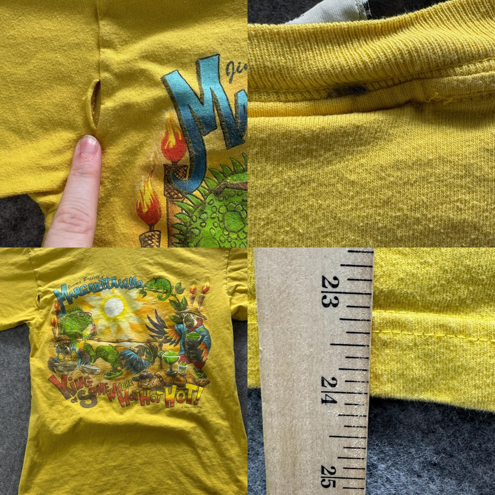 Vintage VINTAGE Margaritaville Shirt Mens XS Yellow Graphic Tee Ocho Rios Jamaica Chameleon Hot Hot Hot Short Sleeve Crew Neck Jersey Cotton Size US XS / EU 42 / 0 - 8 Thumbnail