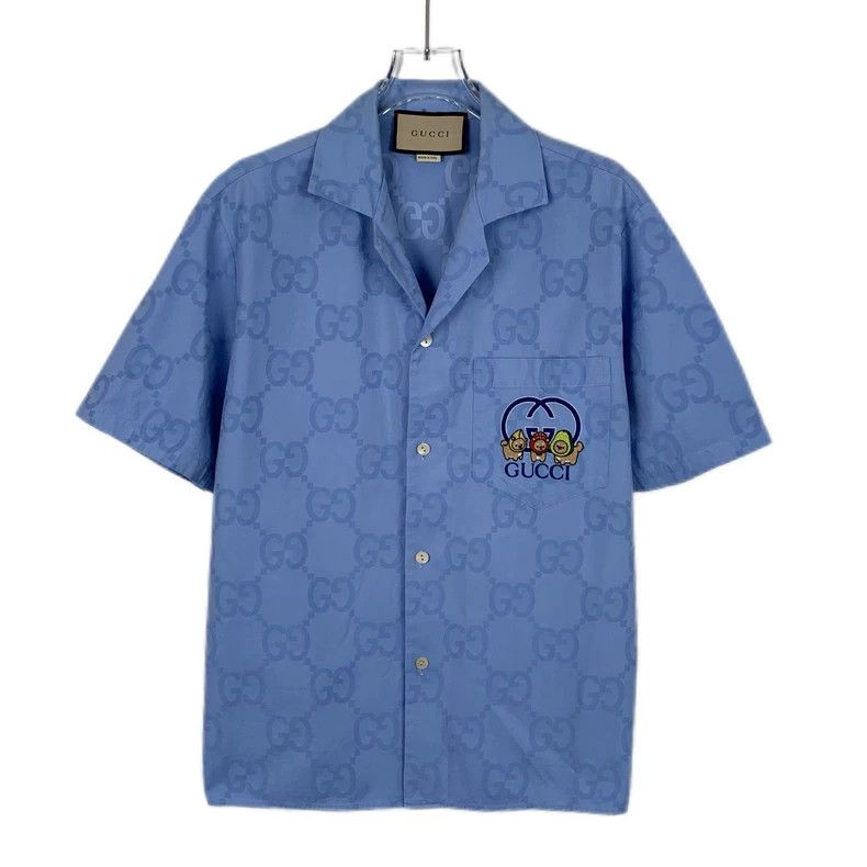 Gucci Gucci Blue Logo Short Sleeve Shirt-dmc Size US S / EU 44-46 / 1 - 1 Thumbnail