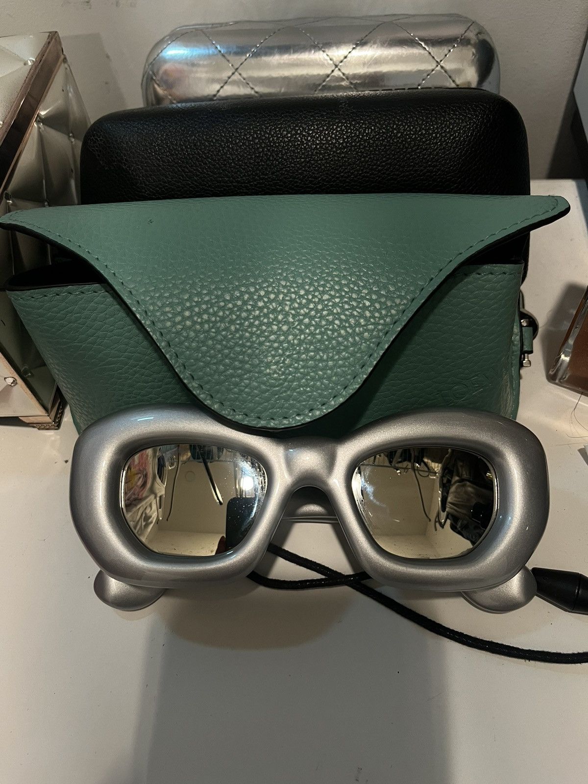 image of Loewe Inflated Butterfly Glasses in Silver, Women's