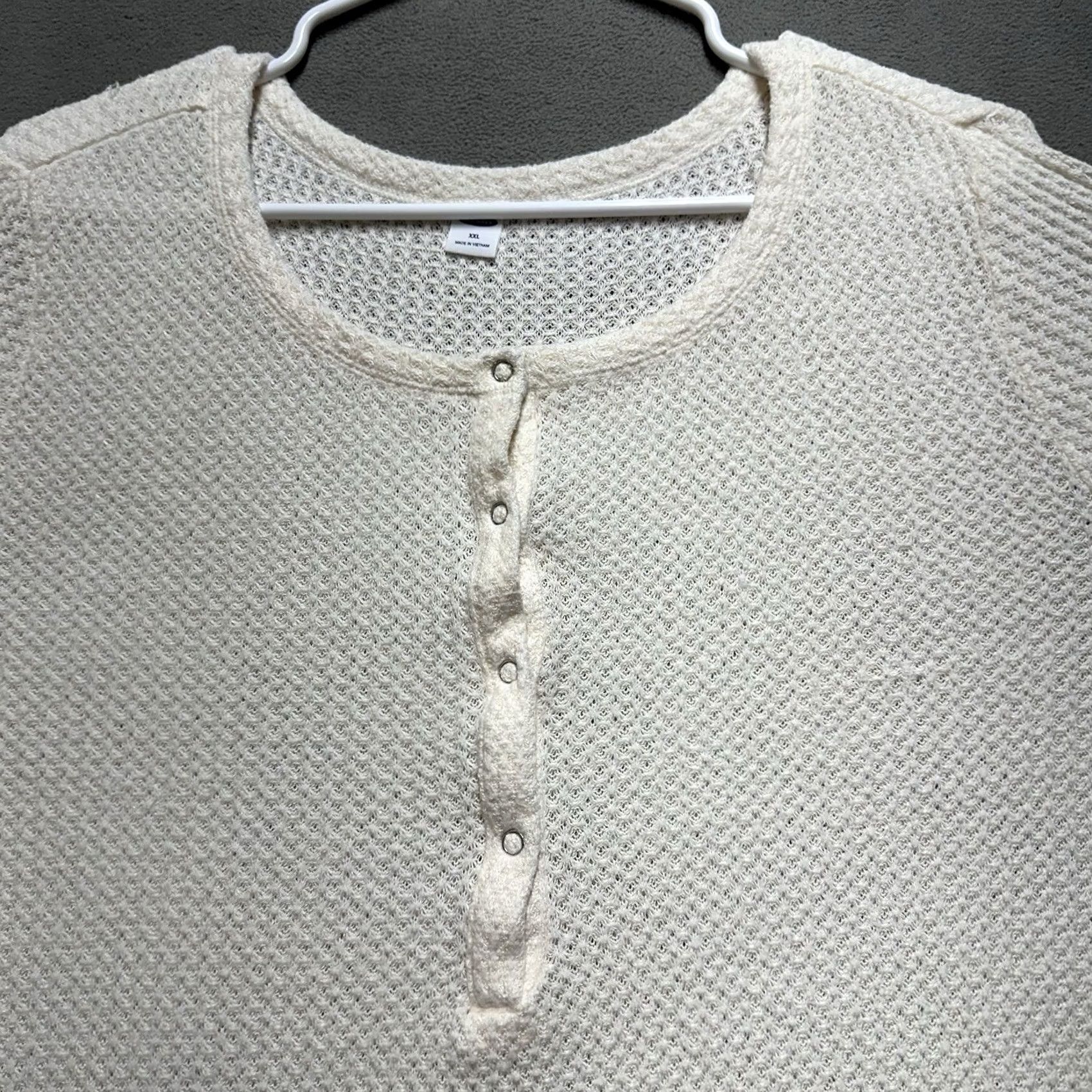 Old Navy Old Navy Nightgown Womens 2XL Creme De La Creme White Cozy Thermal-Knit Henley Nightgown Women's 2XL White Thermal Knit Henley Cozy Nightgown Size ONE SIZE - 3 Thumbnail