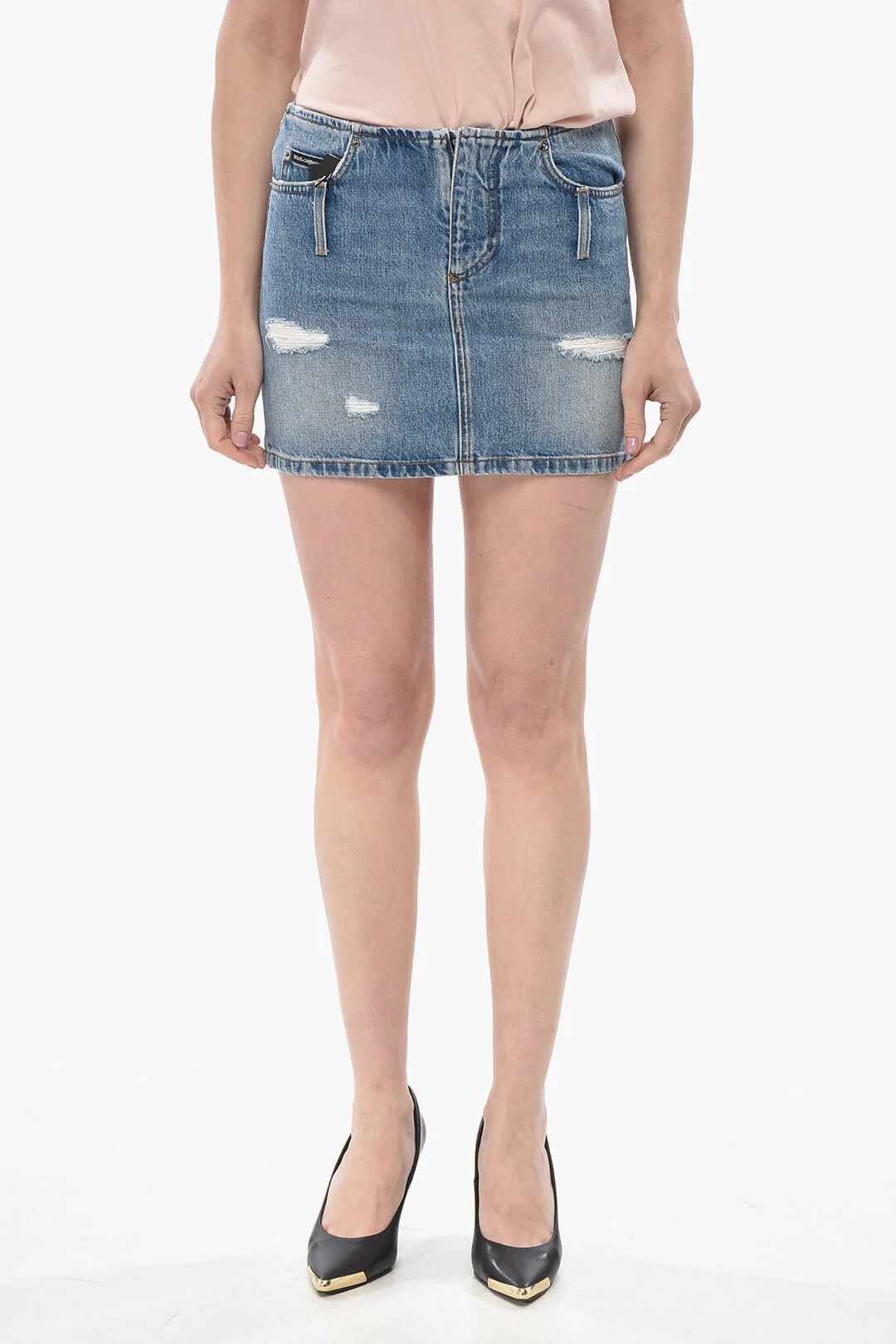Dolce & Gabbana og1mm0426 Denim Mini Skirt in Light Blue Size 26" / US 2 / IT 38 - 1 Thumbnail