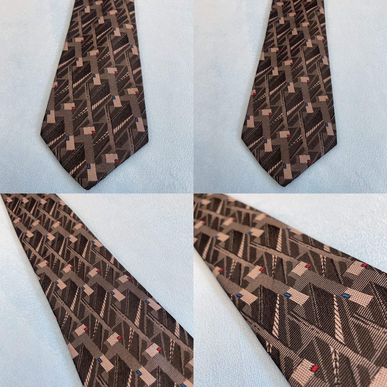 Vintage VINTAGE TREVIRA Collection Tie Men 3" Gray Steel Punk 58" Cybergoth USA Made Abstract Geometric 90s Mens Size ONE SIZE - 8 Thumbnail