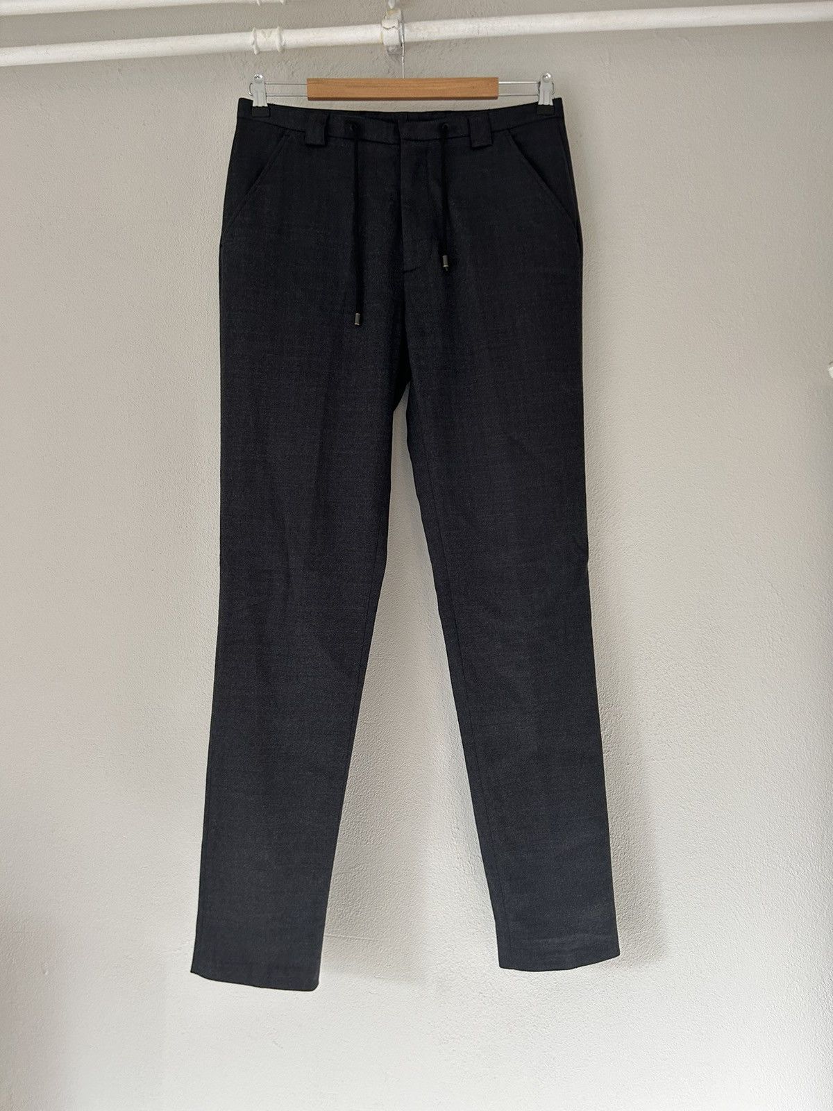 image of Maison Margiela Drawstring Virgin Wool Pants in Dark Grey, Men's (Size 32)