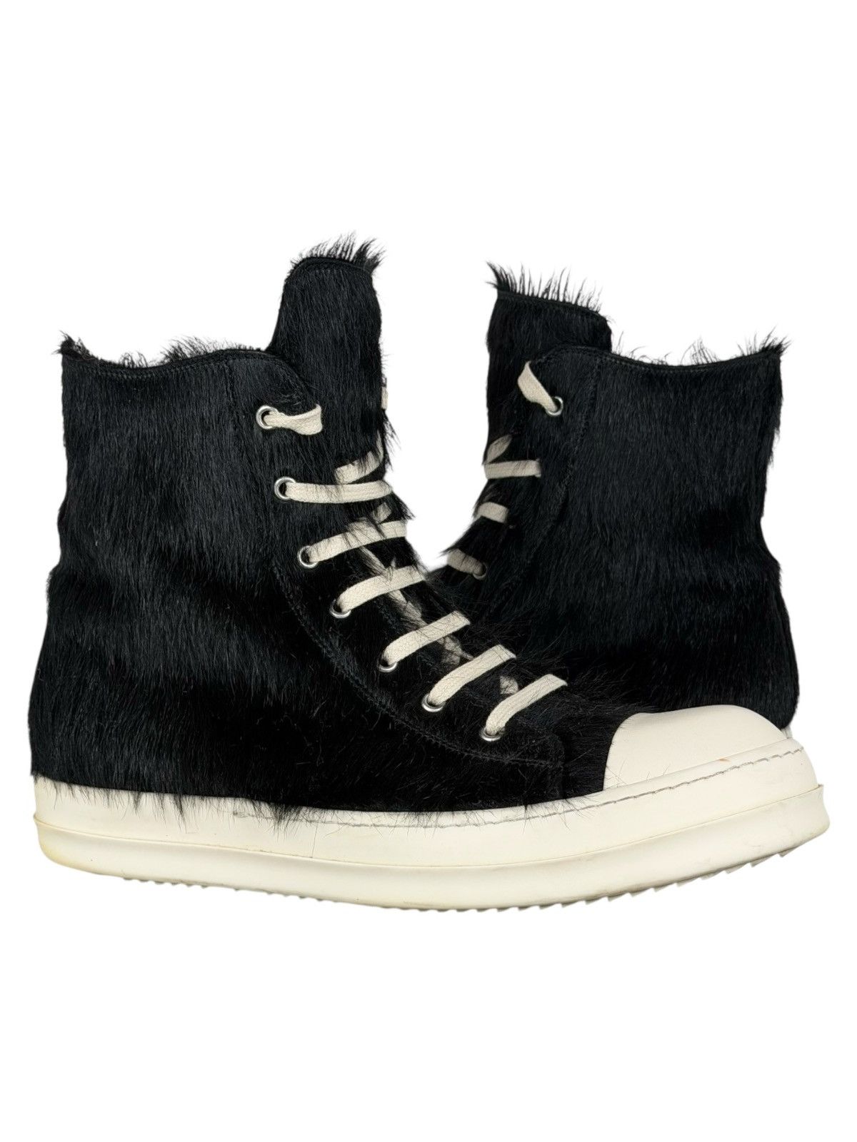 Rick Owens Rick Owens Black Calf Pony Hair Mainline Ramones Size US 12.5 / EU 45-46 - 1 Thumbnail