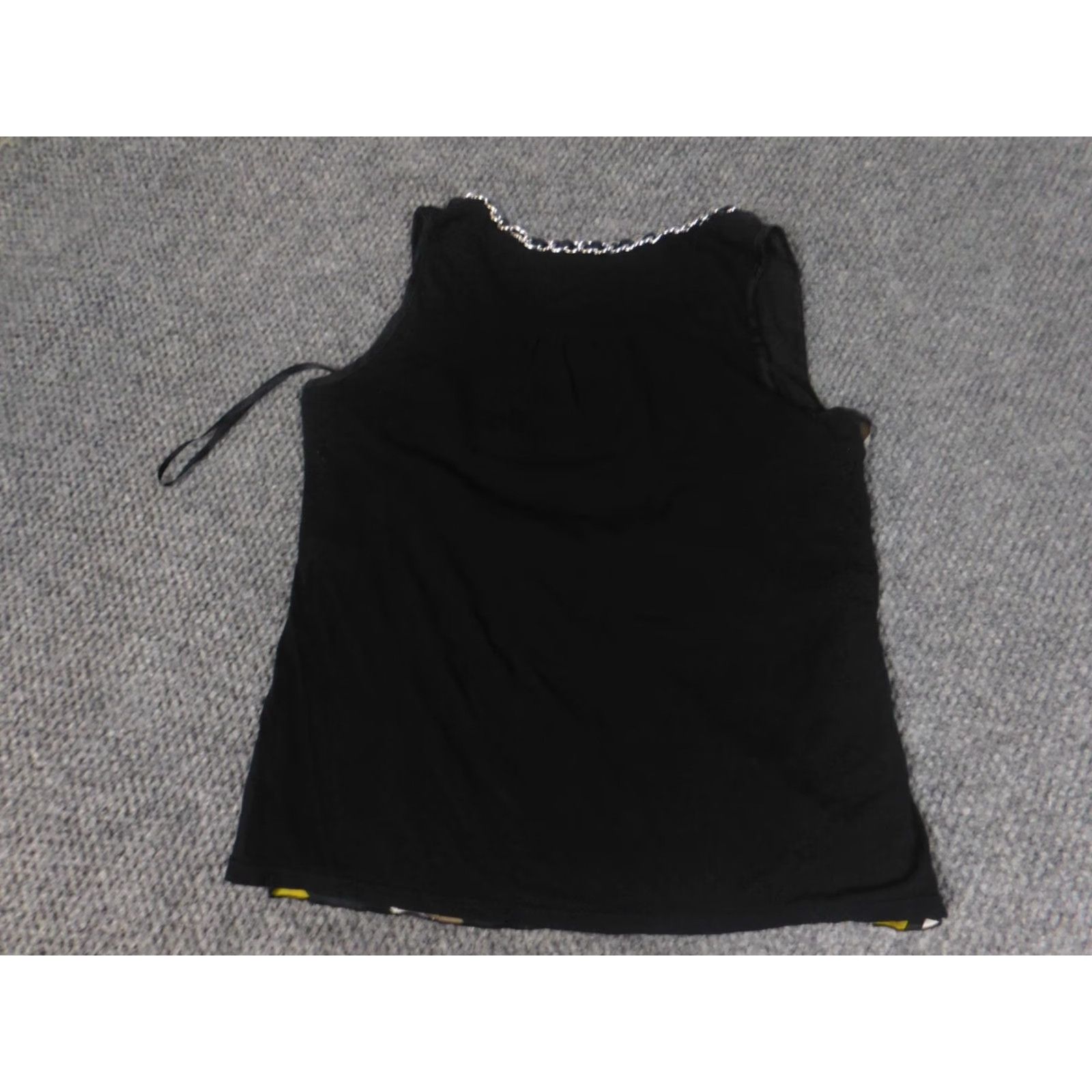 Alfani Alfani Blouse Womens Petites 8P Gold Crew Neck Sleeveless Lace Ruffle Polyester Casual Size M / US 6-8 / IT 42-44 - 6 Thumbnail