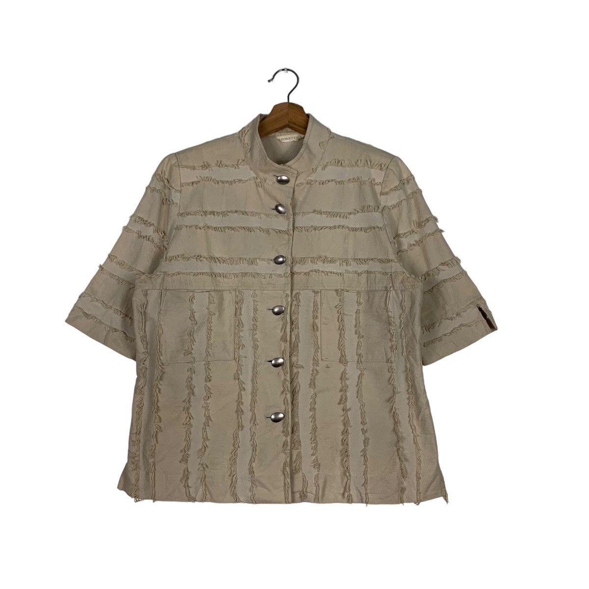 Japanese Brand LEOBOUSTYLE Made in Japan Short Sleeve Blouse #0535-C25 Size ONE SIZE - 1 Thumbnail