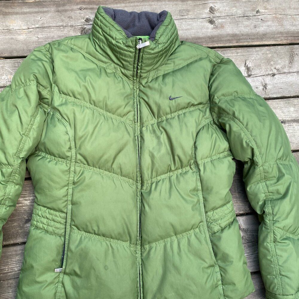 Nike × Vintage Vintage Y2K Gray Tab Nike Puffer Jacket Olive Green Medium Size M / US 6-8 / IT 42-44 - 5 Thumbnail