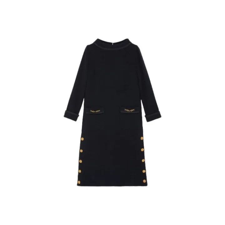Gucci Gucci Long Sleeve Dress in Deep Blue Size L / US 10 / IT 46 - 1 Thumbnail