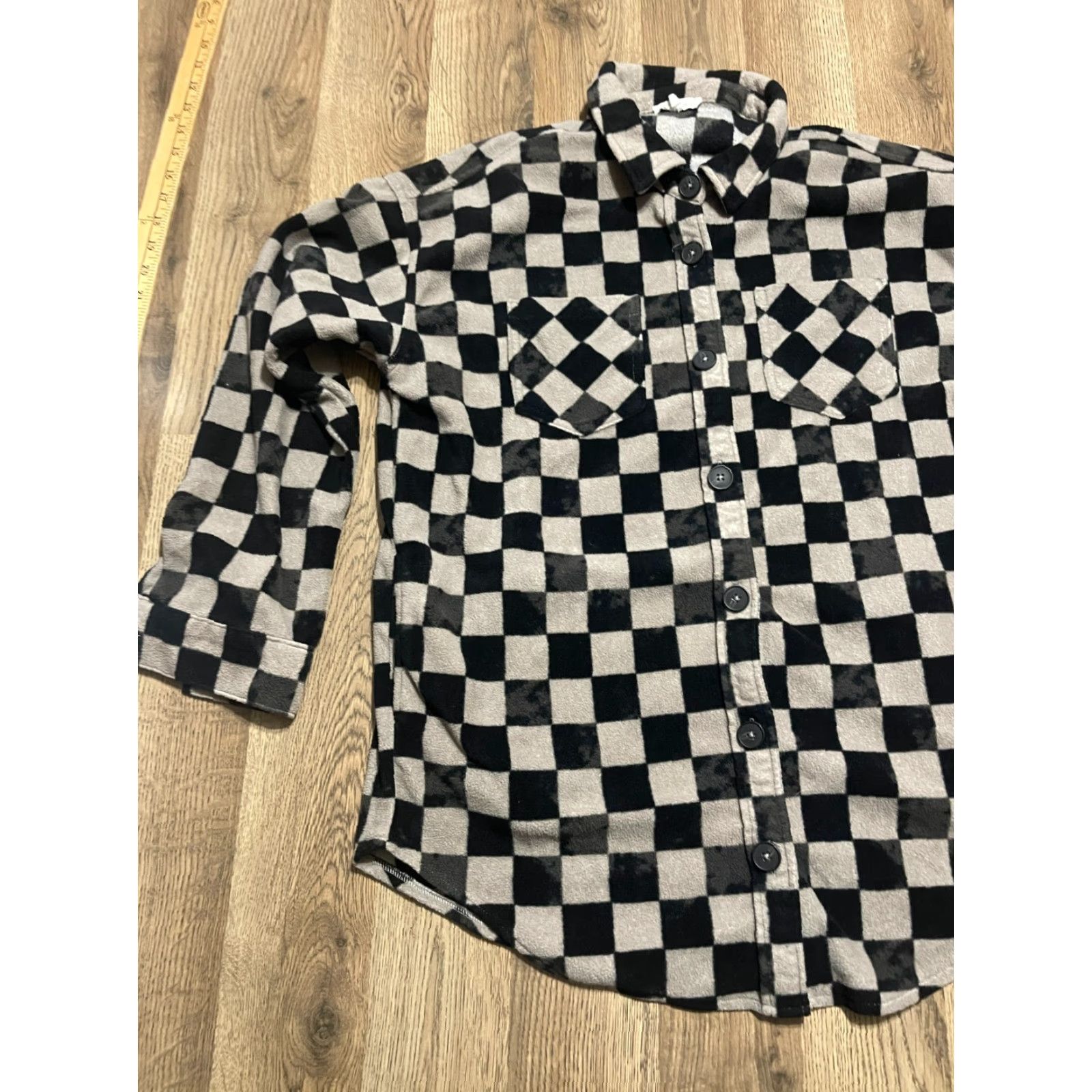 Vintage Maurices Shirt Womens Small Gray Black Checkered Button Up Long Sleeve Casual Modern Fall Spring Summer Womens Size S / US 4 / IT 40 - 3 Thumbnail