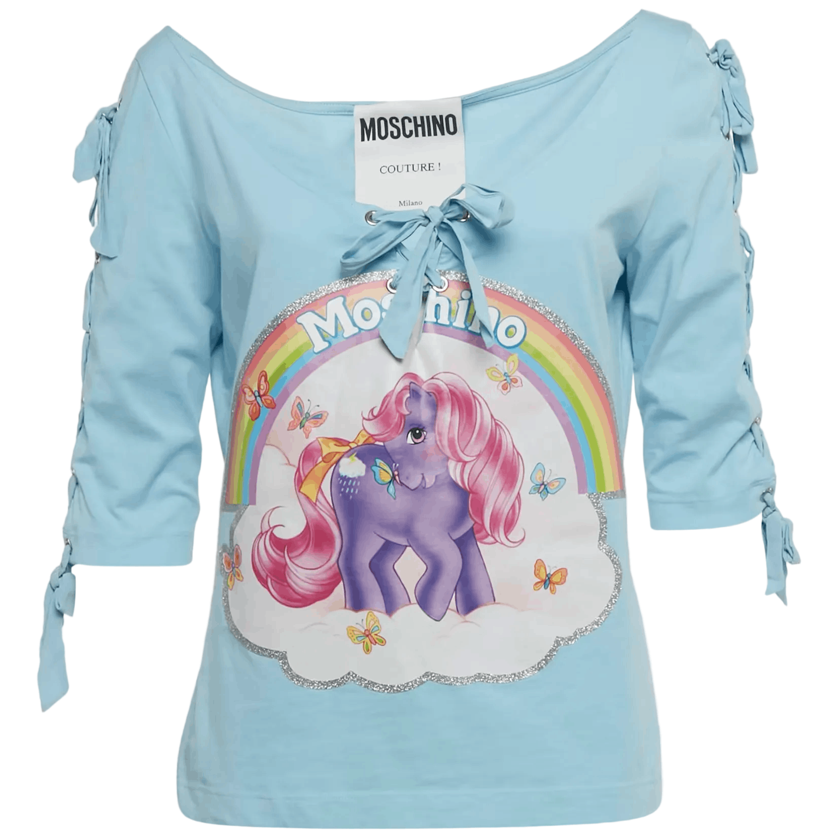 Moschino Moschino Couture 2018 Little Pony Print Lace-Up Detail Top Size M / US 6-8 / IT 42-44 - 1 Thumbnail
