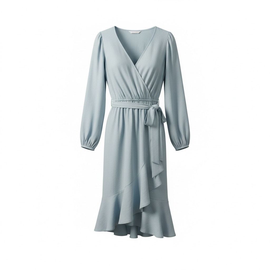 Lauren Conrad LC Lauren Conrad Blue Wrap Midi Dress XS Long Sleeve Size XS / US 0-2 / IT 36-38 - 1 Thumbnail