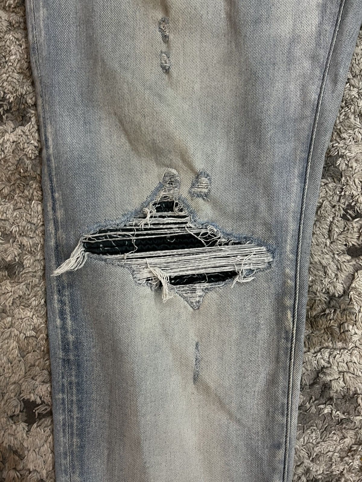 Amiri Amiri MX1 Light Blue Denim Jeans Black Knee Patch – Size 38 Size US 38 / EU 54 - 2 Thumbnail
