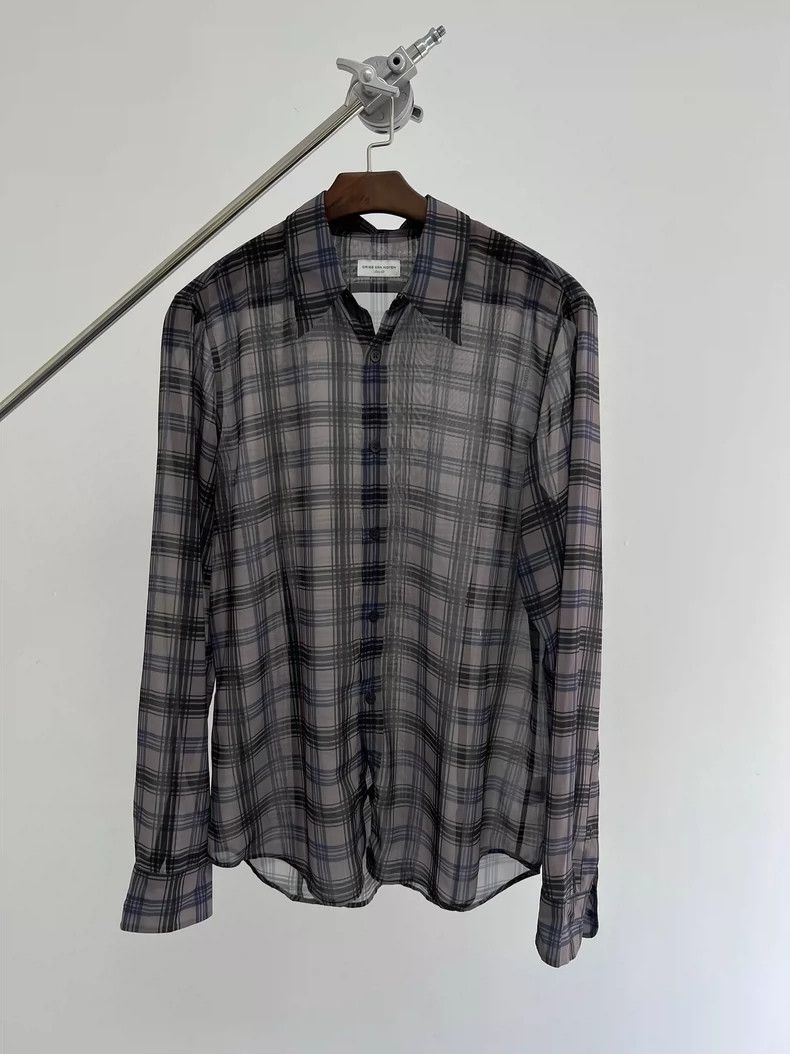 Dries Van Noten dries van noten Ultra-draped summer check thin shirt 2504-N Size US L / EU 52-54 / 3 - 1 Thumbnail