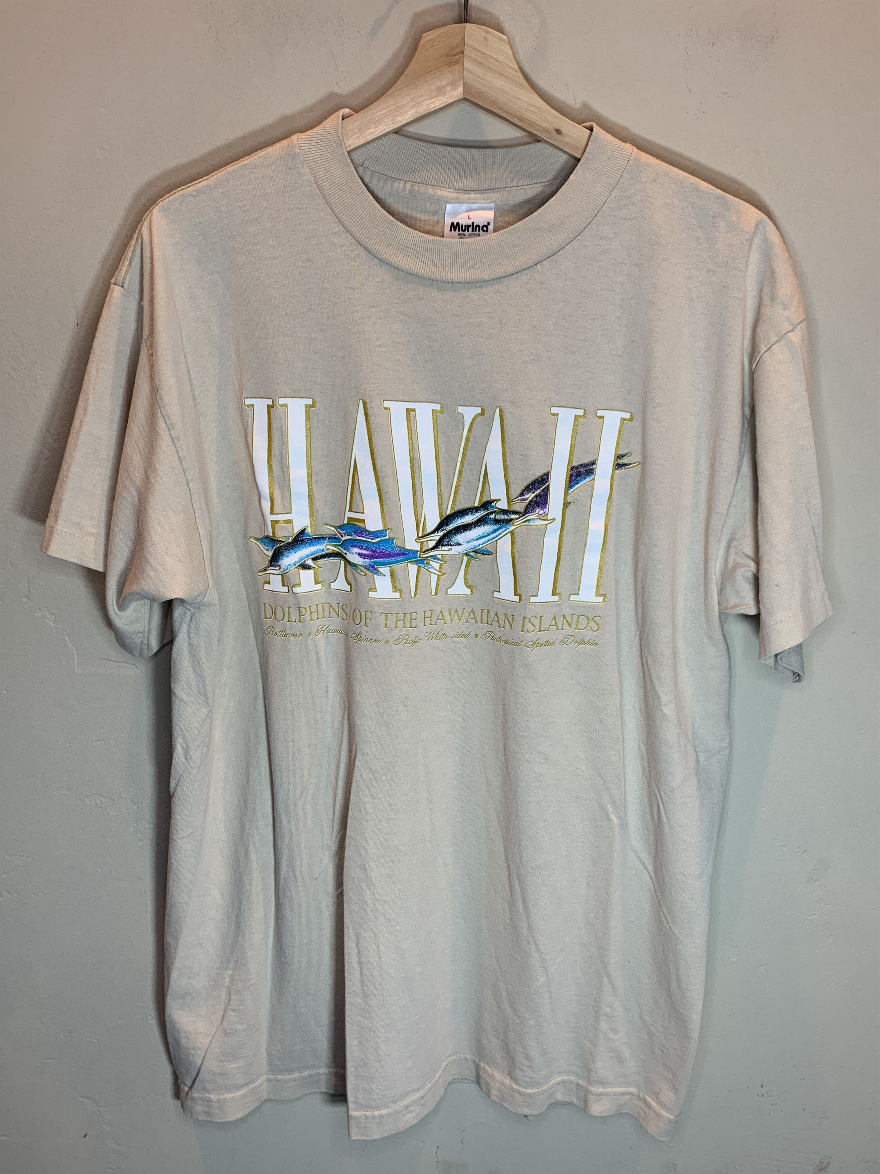 *RARE* Vintage Hawaii Dolphins Art Single Stitch T-Shirt - L