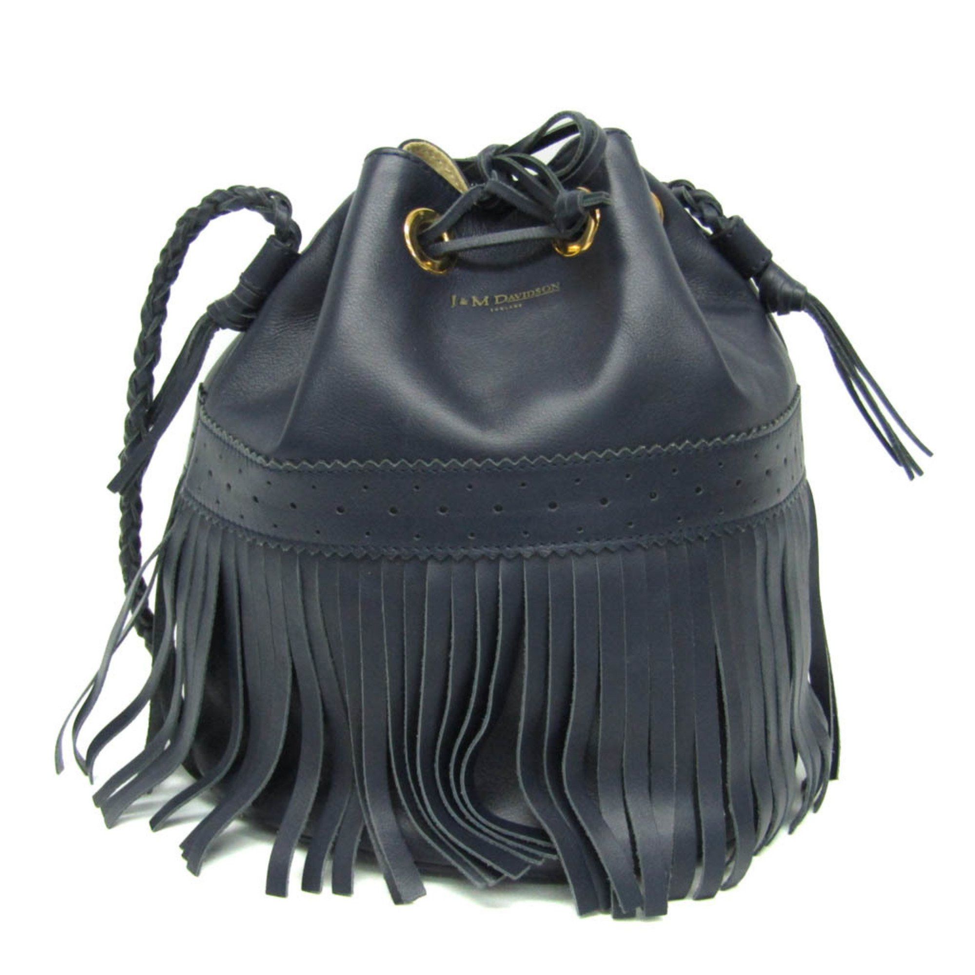 J&m Davidson Carnival L Women's Leather Shoulder Bag Navy in Blue