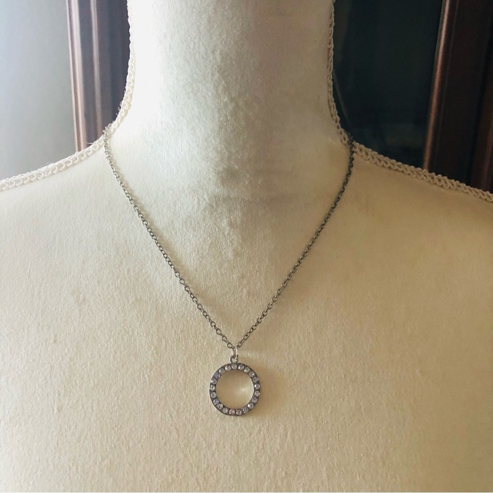 Jewelry Clear rhinestone ring pendant on chain necklace Size ONE SIZE - 3 Thumbnail