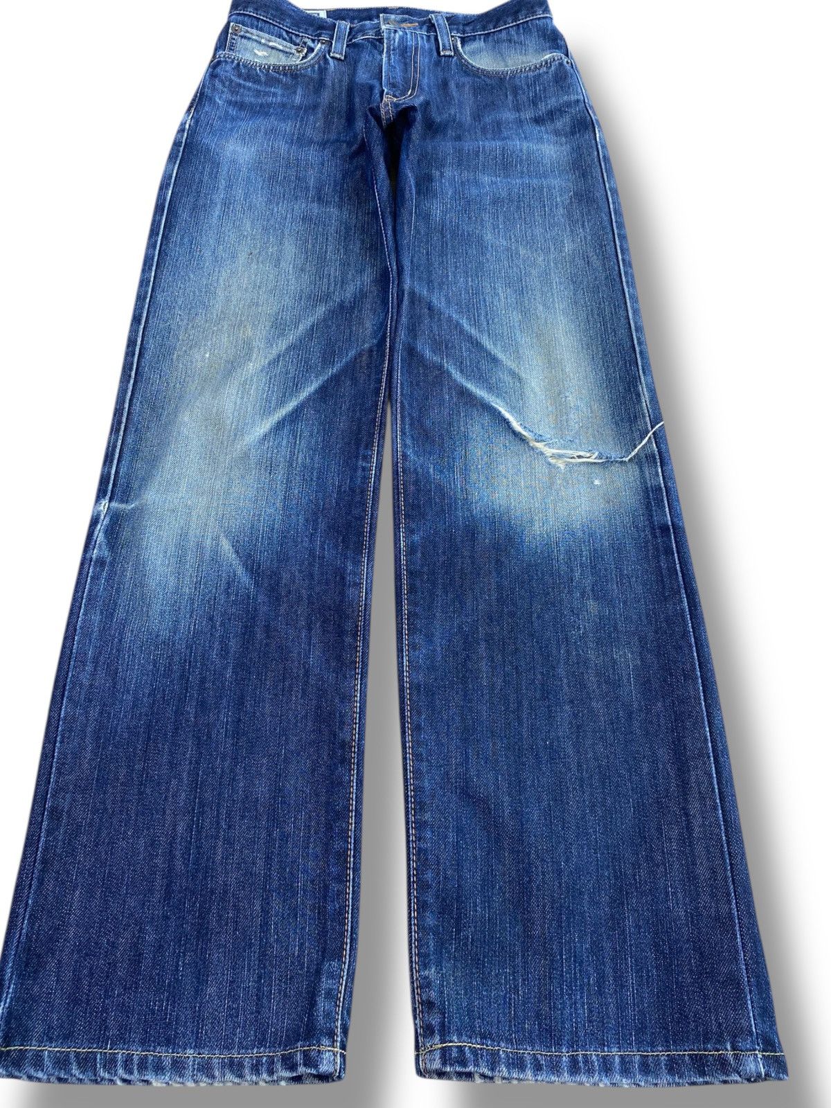 Edwin 404 Faded Wash Ripped Style Boot Cut Jeans