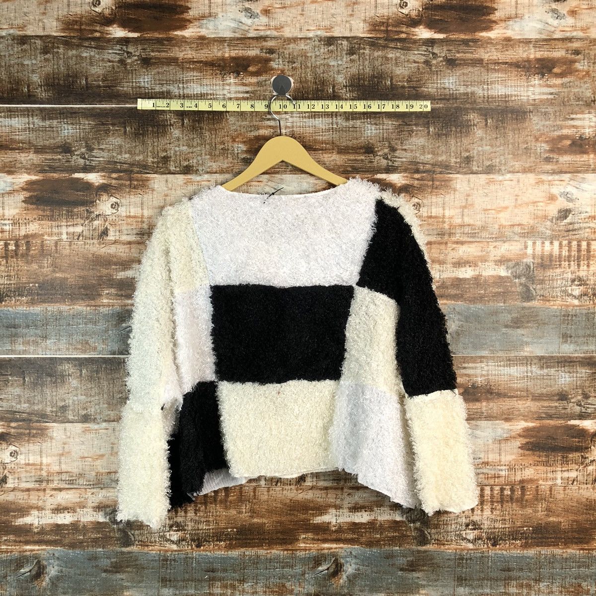 Homespun Knitwear Japan vintage patchwork fur shaggy Knitwear #A2297 Size L / US 10 / IT 46 - 10 Thumbnail