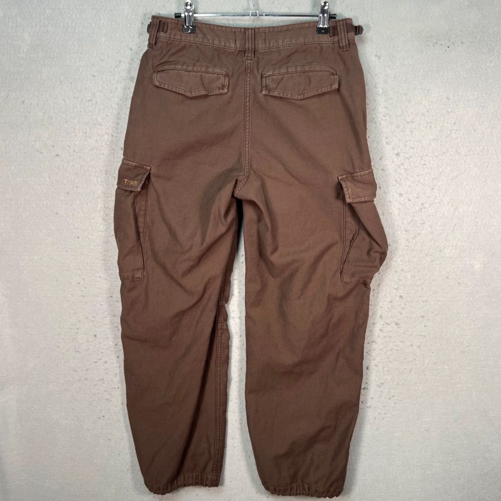 TNA TNA Surplus Cargo Pants Brown 100% Cotton With Pockets & Elastic Cuffs Womens Size 4 Straight Inseam 28" Front Flat Size 27" / US 4 / IT 40 - 2 Thumbnail