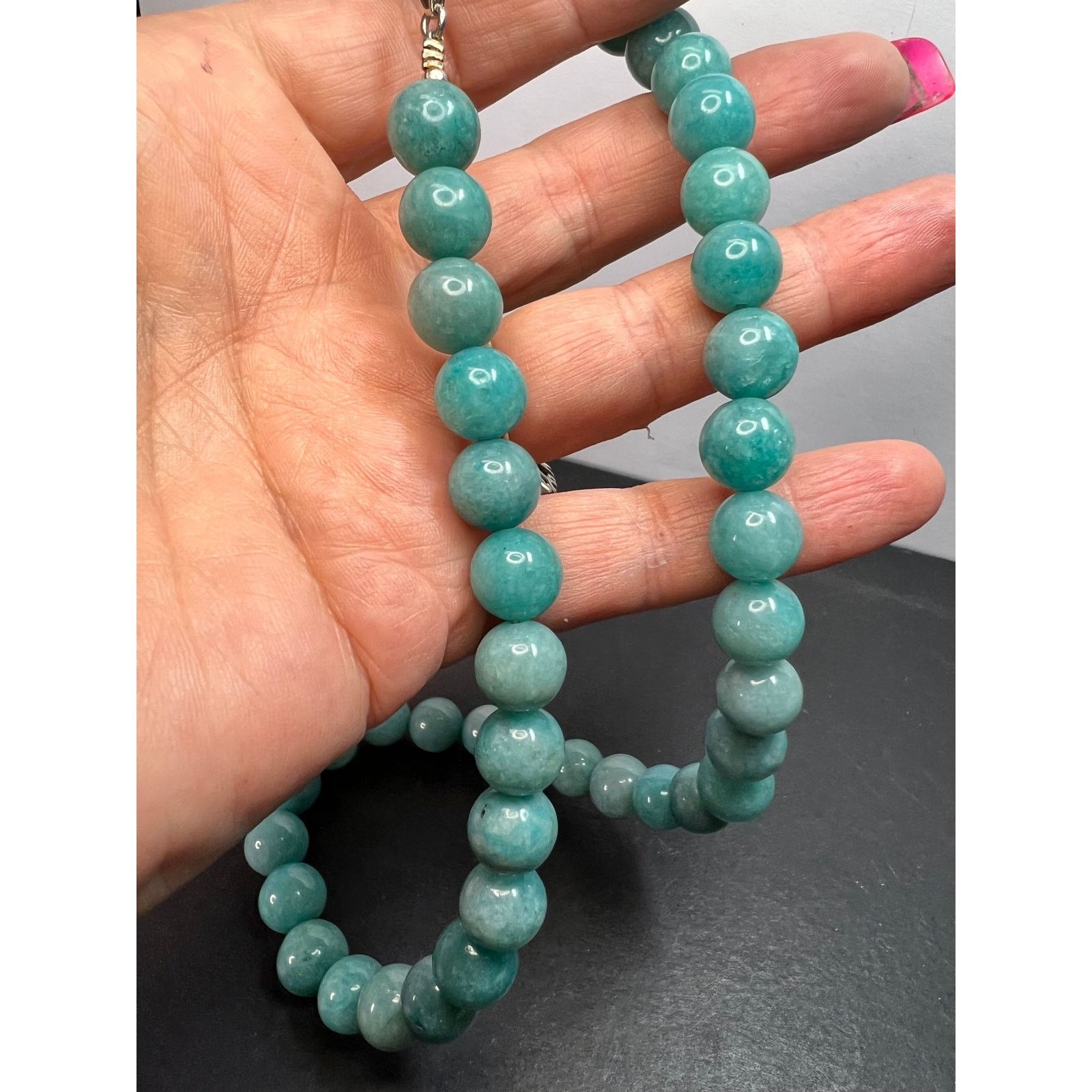 Other Dyed jadeite beaded necklace with sterling silver clasp Size ONE SIZE - 9 Thumbnail