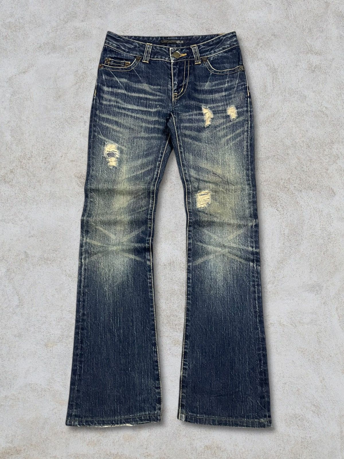 Hysteric Glamour Vintage Japanese Women’s Blue Wash Distressed Bootcut Jeans Size 27" / US 4 / IT 40 - 5 Thumbnail