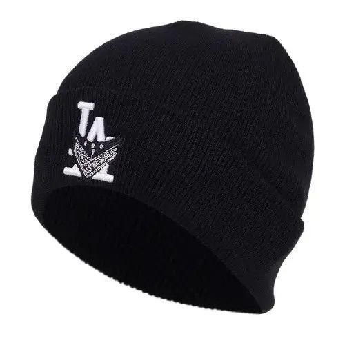 Japanese Brand Hip Hop LA Letter Embroidered Knitted Beanie Hats Size ONE SIZE - 3 Thumbnail