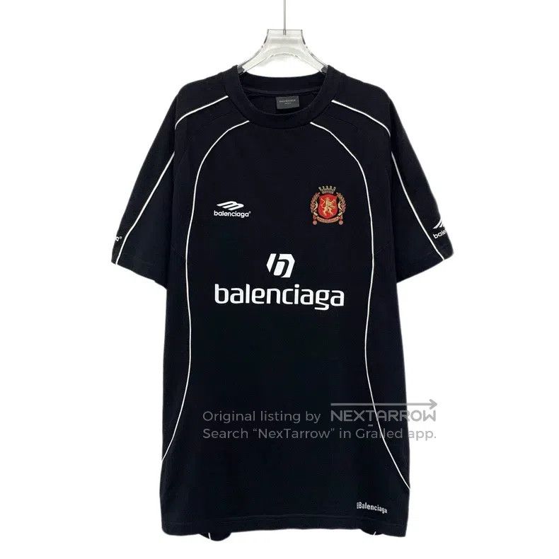 Balenciaga Balenciaga Black Logo Letter Printed Cotton Round Neck Sho Size US M / EU 48-50 / 2 - 1 Thumbnail