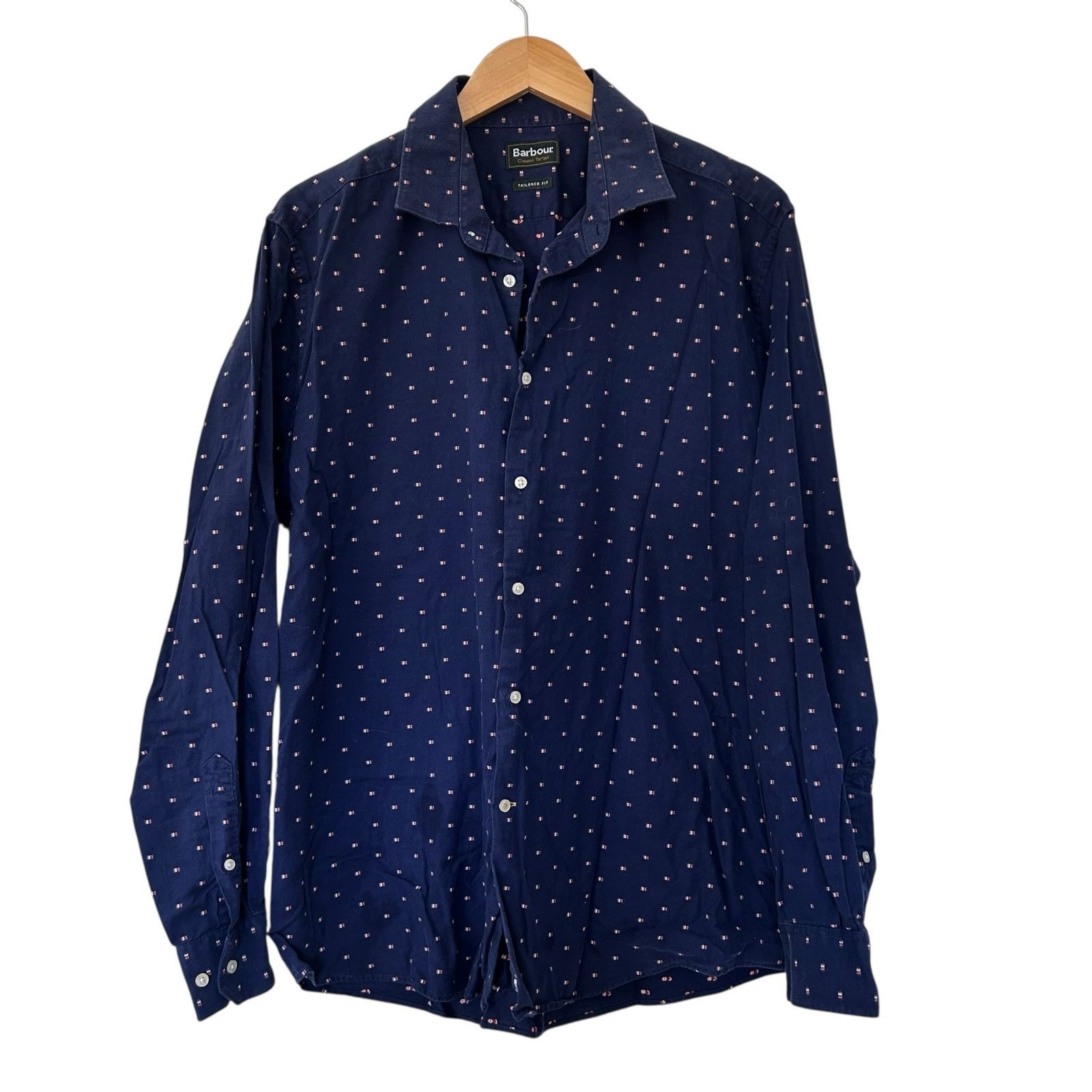 Barbour Barbour Navy Blue American Flag Printed Button Down Sz XXL Size US XXL / EU 58 / 5 - 2 Thumbnail