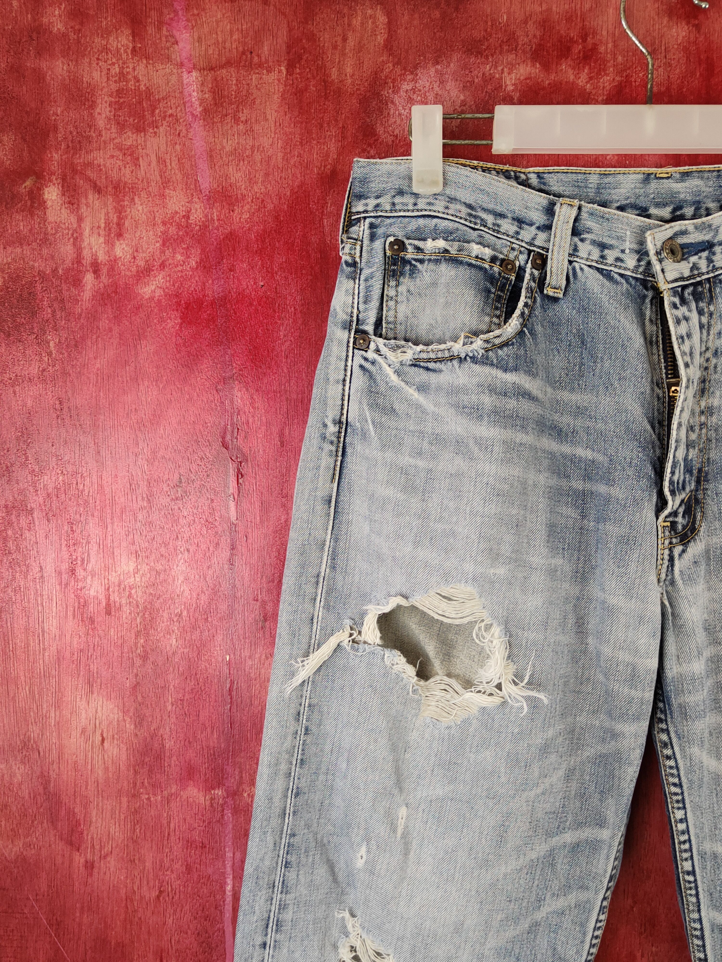 Levi's DL Levi's Blue Faded Distressed Ripped Jeans #S1853 Size US 32 / EU 48 - 3 Thumbnail