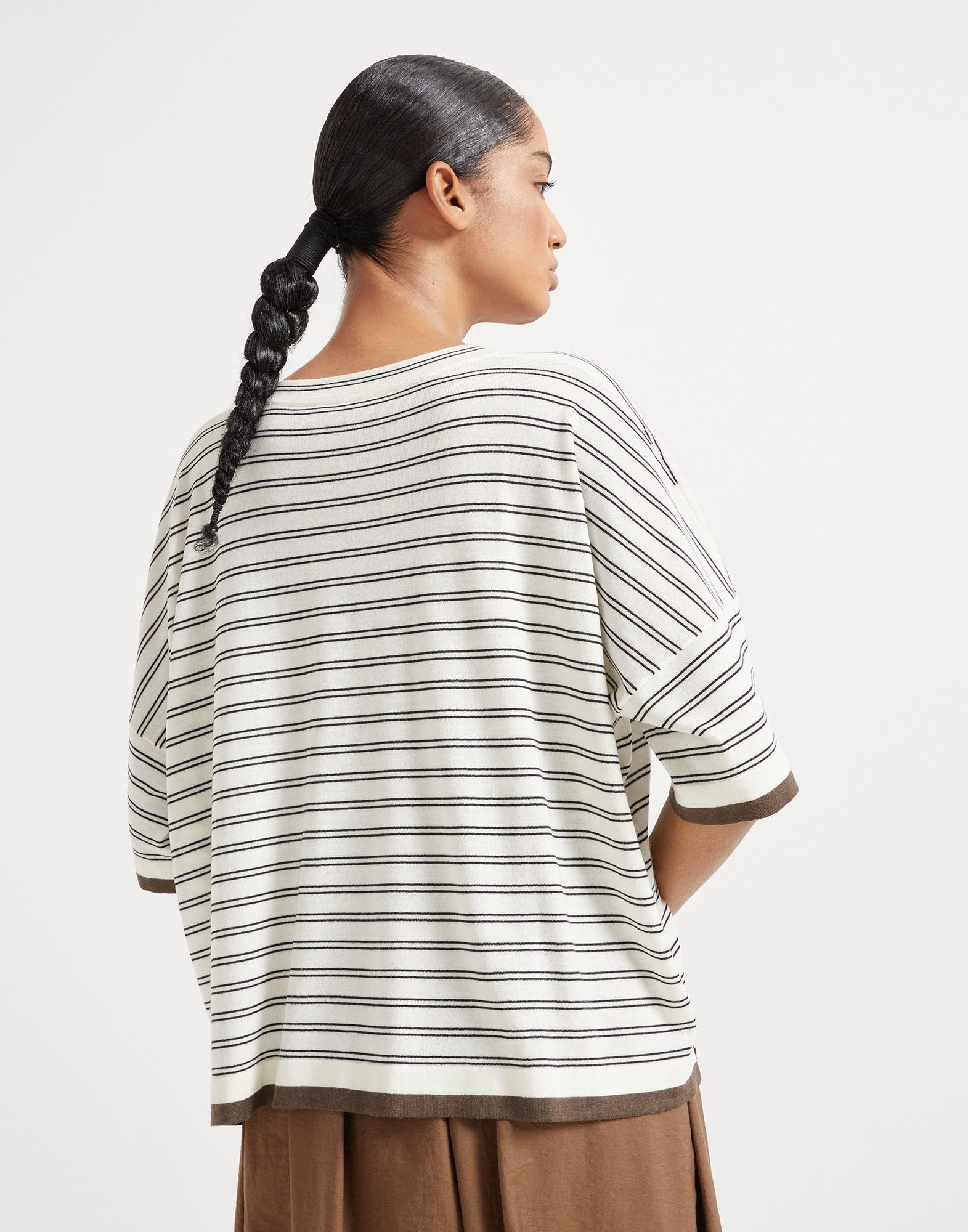 Brunello Cucinelli o1la1rc1a0326 Striped Lightweight Knit T-Shirt in Multicolor Size XL / US 12-14 / IT 48-50 - 2 Thumbnail
