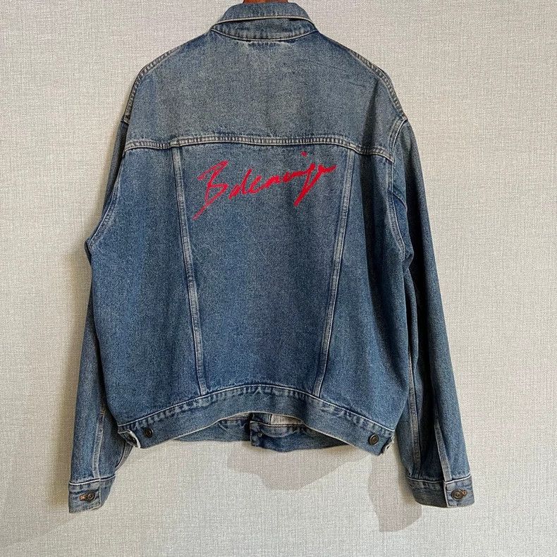 Balenciaga Balenciaga Red graffiti logo denim jacket Size US M / EU 48-50 / 2 - 2 Thumbnail