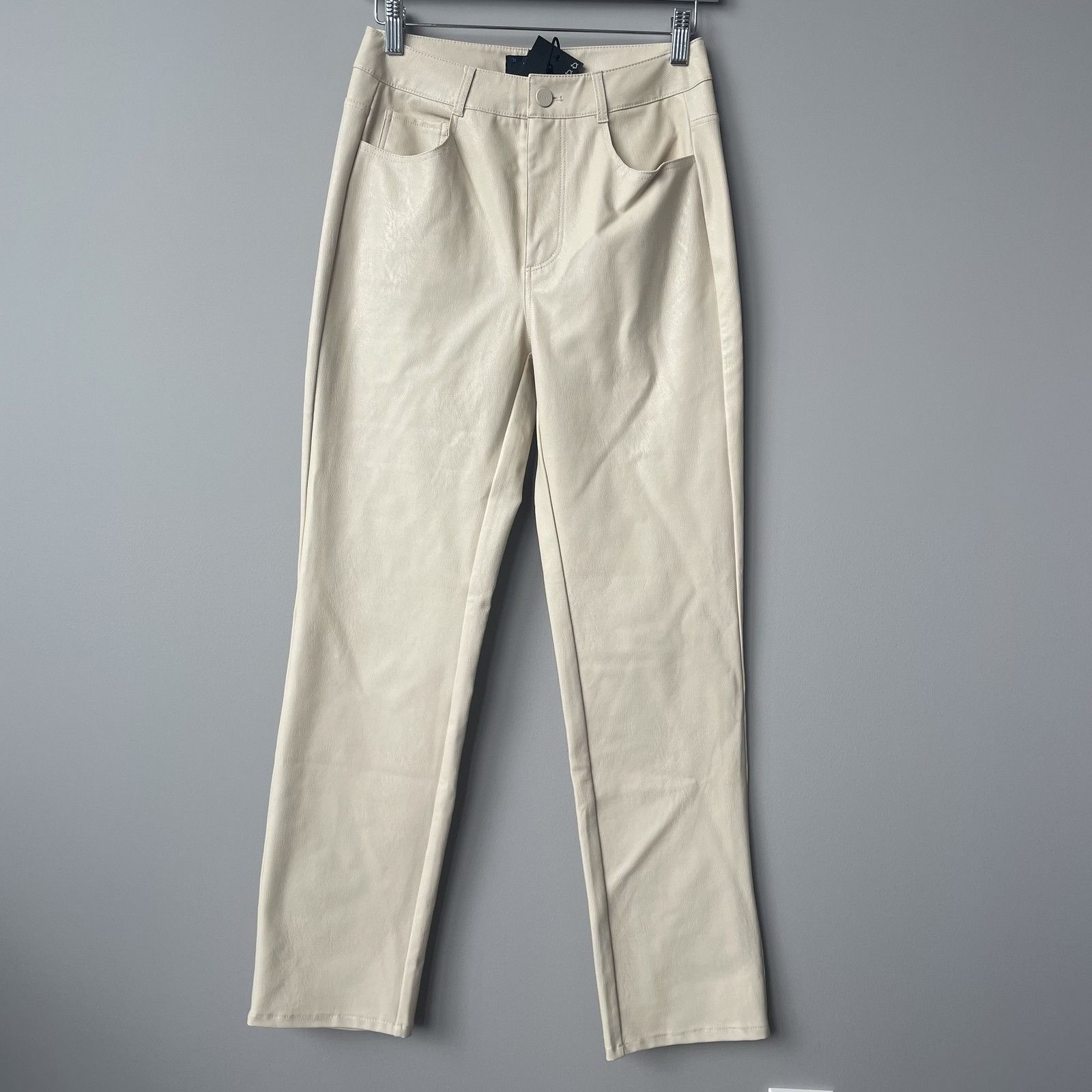 Paige Paige Stella Pants Womens 26 Faux Leather Straight Leg Stret Size 26" / US 2 / IT 38 - 2 Thumbnail