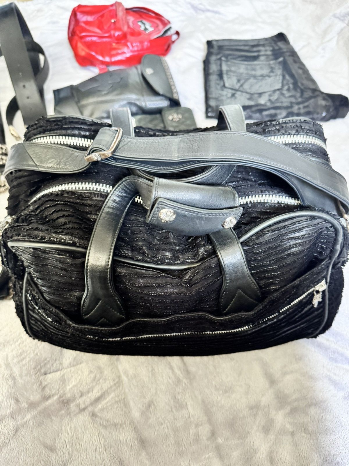 Chrome Hearts Chrome Hearts Waxed Destroyed Leather Cross Patch Bag Size ONE SIZE - 12 Thumbnail