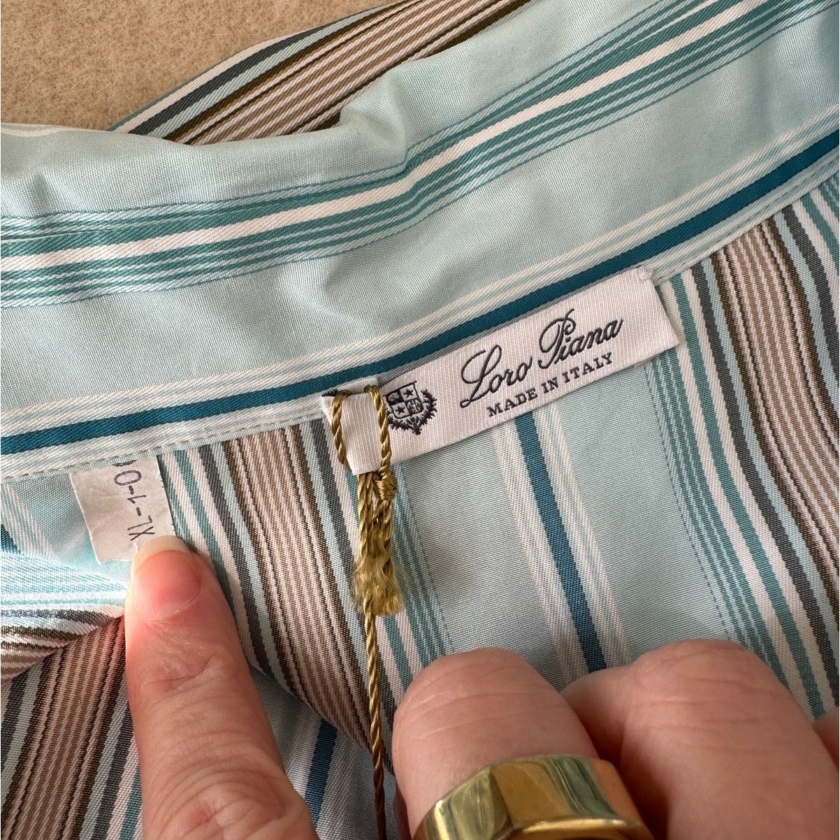 Loro Piana NWT Loro Piana Teal White Stripe Button Tie Sash Wrap Dress Size XL / US 12-14 / IT 48-50 - 10 Thumbnail
