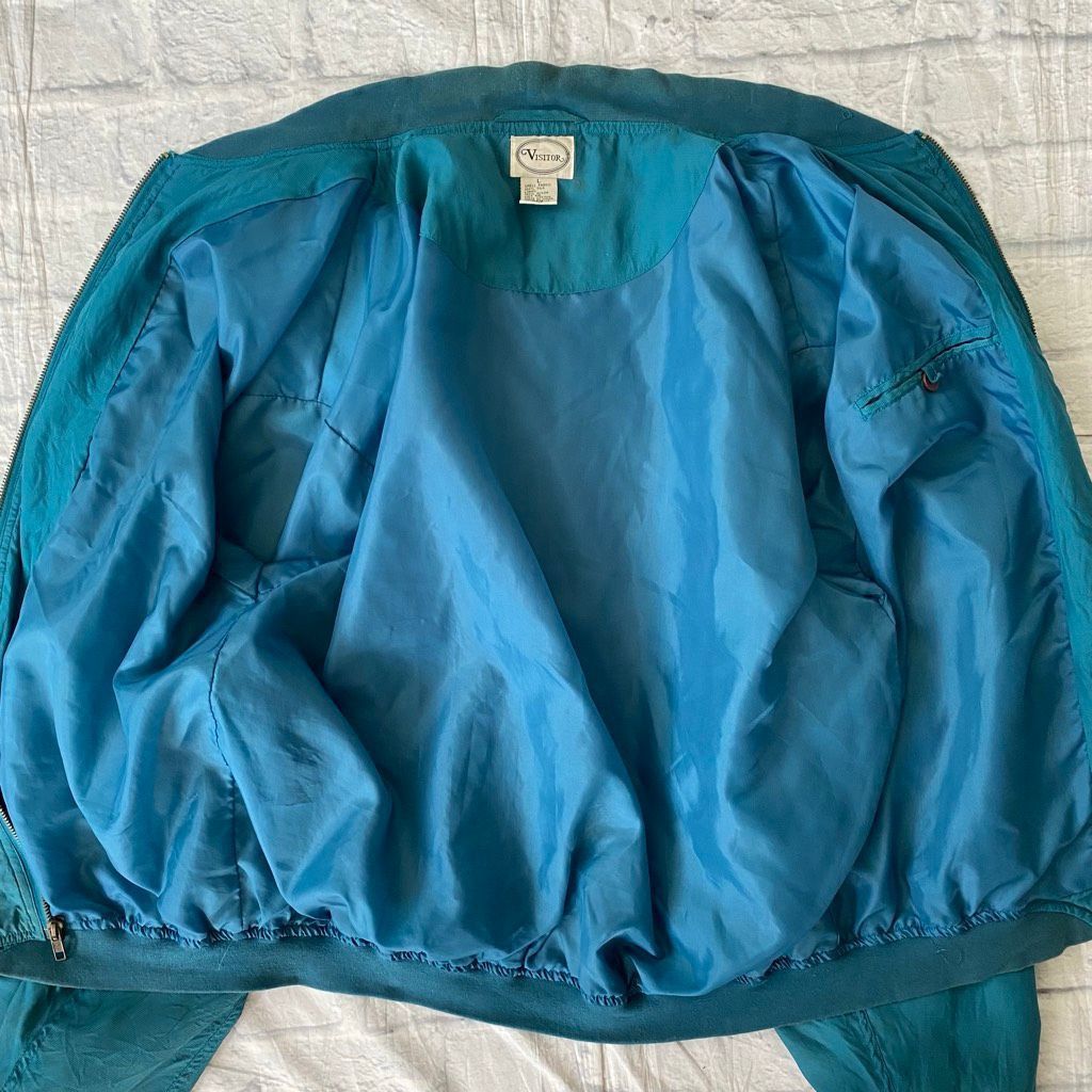 Other Visitor men L 100% Silk lightweight full zip vintage bomber Size US L / EU 52-54 / 3 - 6 Thumbnail