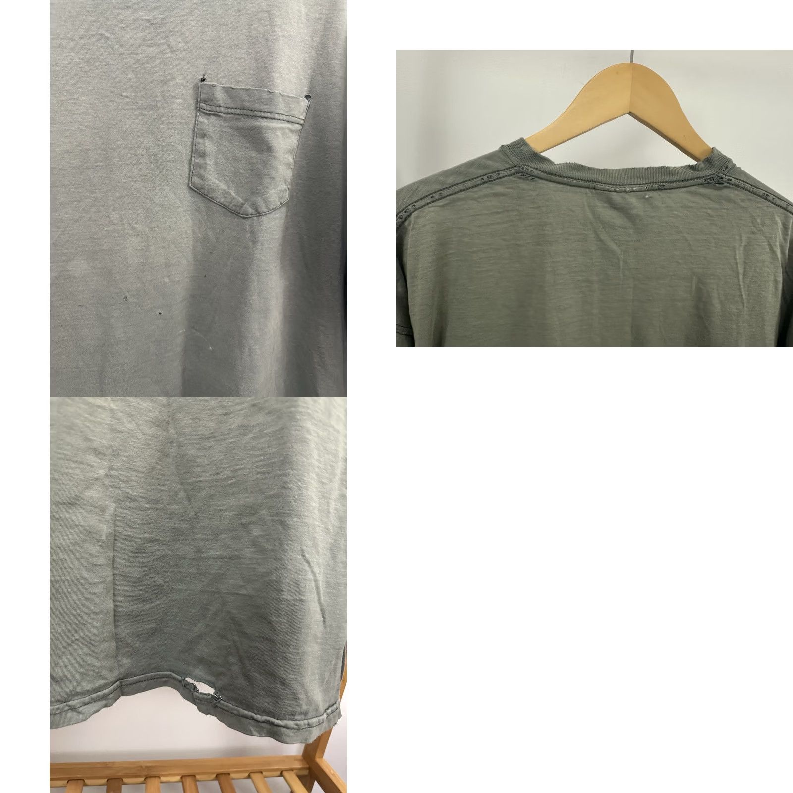 Russell Athletic VINTAGE VT Gradient Sun Faded Pocket Worn Cotton Blank WIP Work Russell T-Shirt XL Green Distressed Workwear Mens Size US XL / EU 56 / 4 - 8 Thumbnail