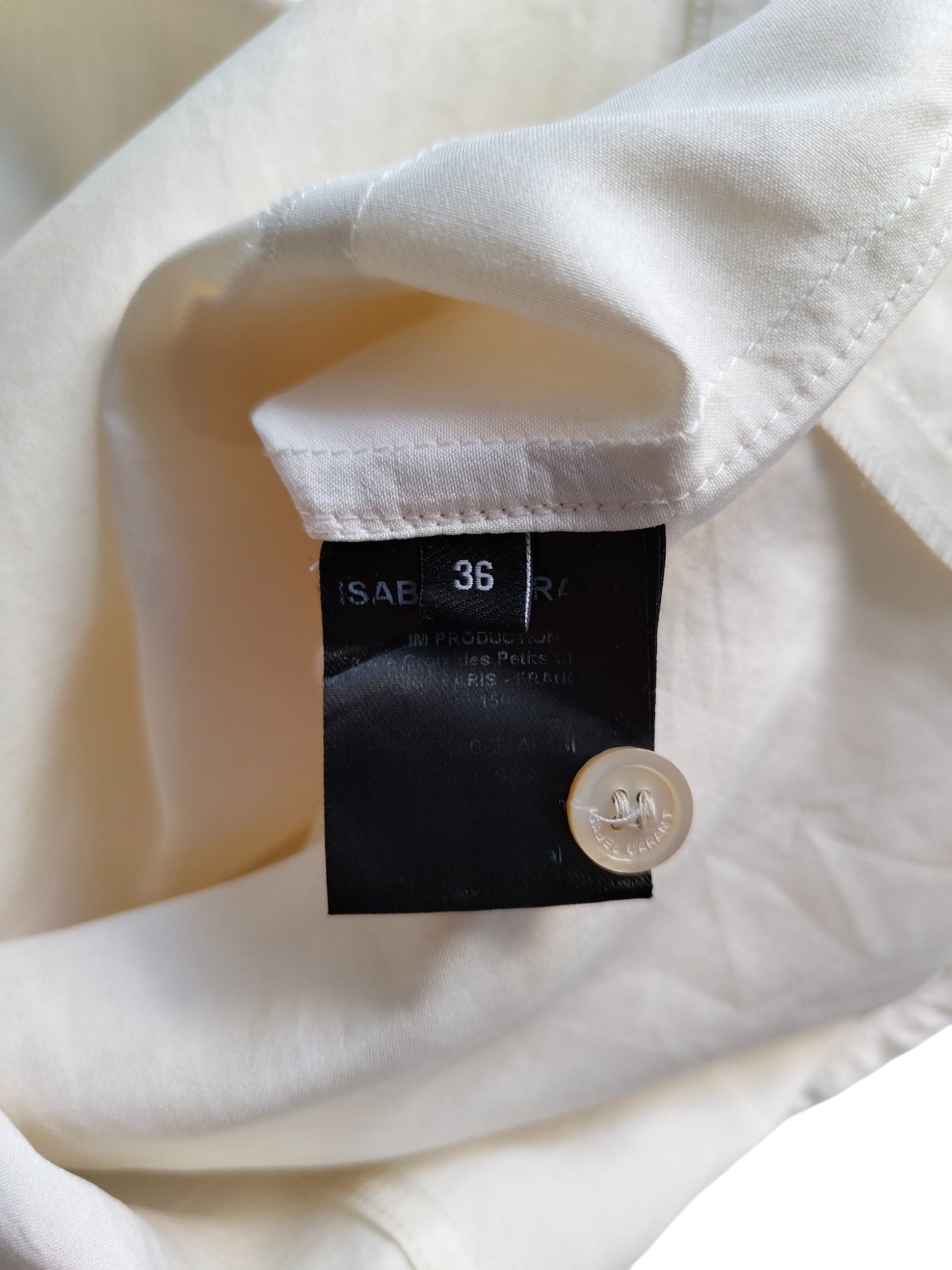 Isabel Marant Creme Cotton Round Neck Blouse Size XS / US 0-2 / IT 36-38 - 6 Thumbnail