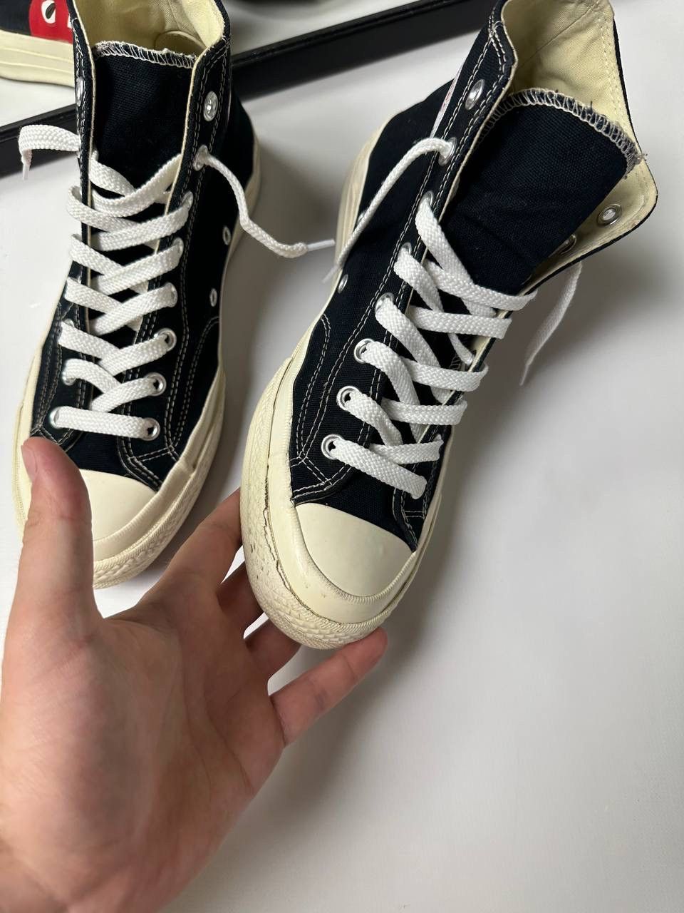 Comme des Garcons PLAY × Converse 🔥Converse x Comme des Garçons PLAY Japanese Sneakers Size US 9 / EU 42 - 4 Thumbnail